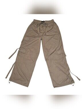 Rewash Y2K Khaki Cargo Parachute Pants Women’s Small Wide Leg Utility Streetwear